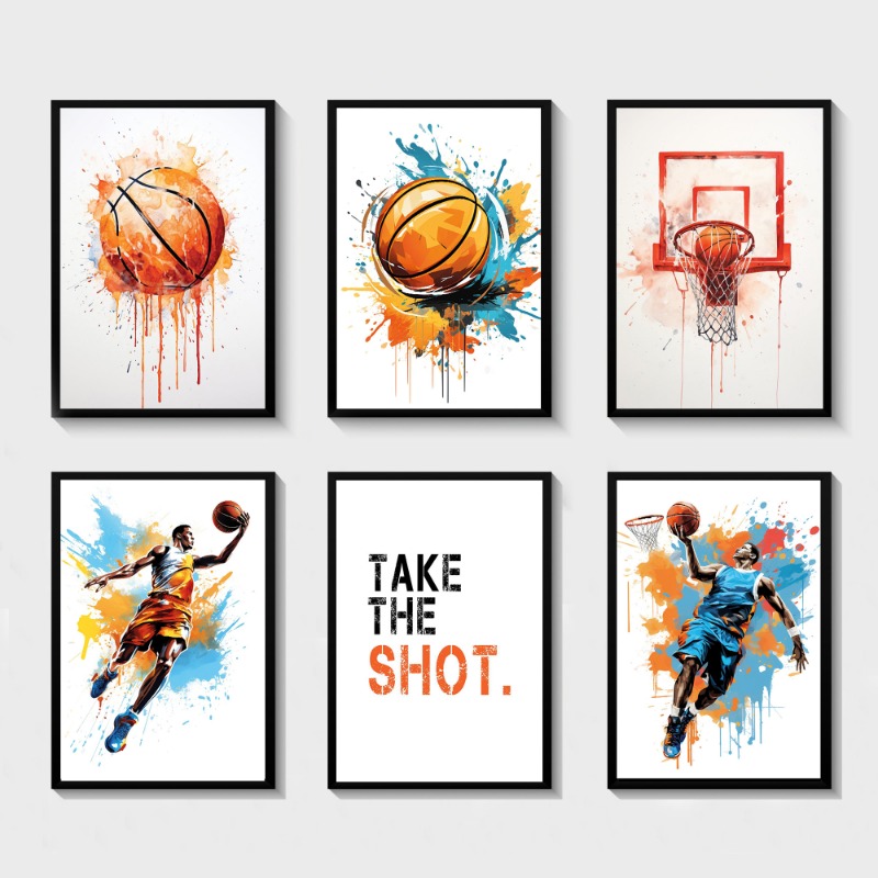 Badminton Zone - Watercolor Graffiti Basketball Shoot Sports Boys