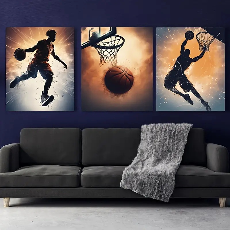 Badminton Zone - 3pc Basketball Wall Art Pose Canvas