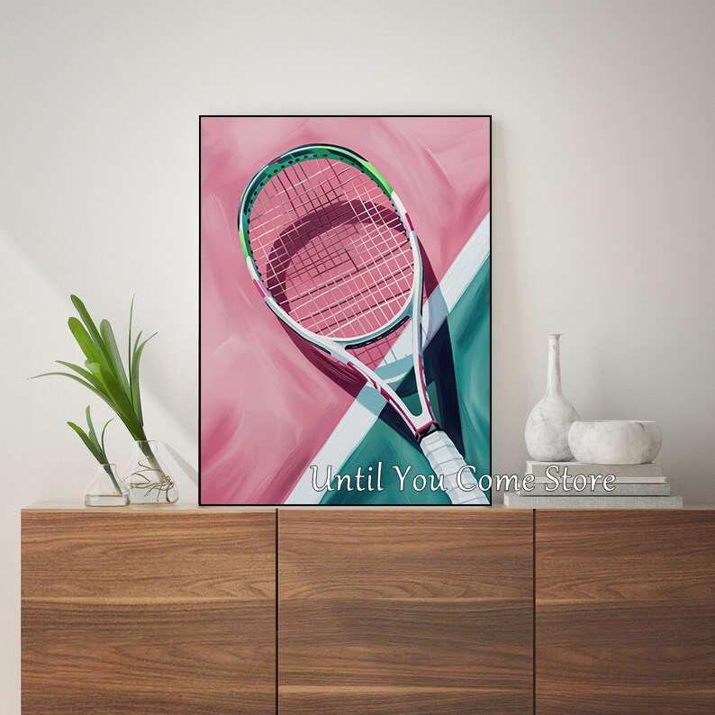 Retro Tennis and Tennis Racket - Badminton Poster ulasan dan harga