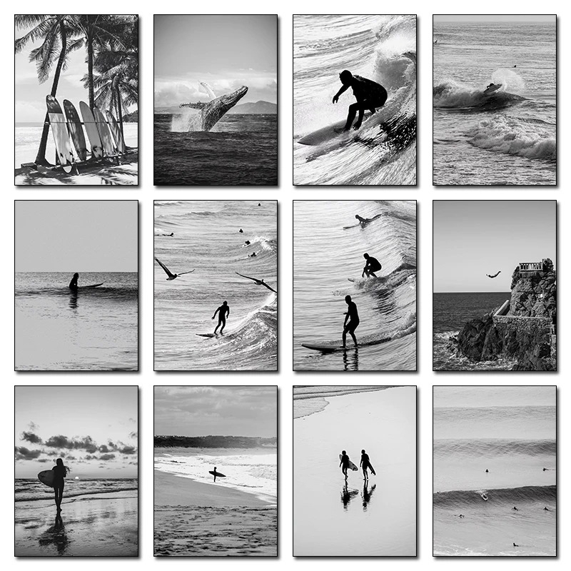 Fine Surfing Black and White P - Badminton Poster ulasan dan harga